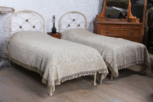 Pretty Pair of Victorian Brass and Iron Single No End Beds (Can Be Joined)