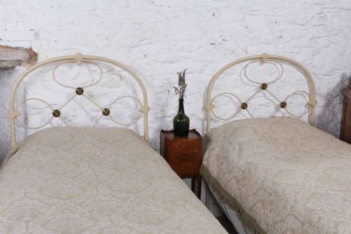 fig 2. Pretty pair of Victorian brass and iron single no end beds (can be joined)