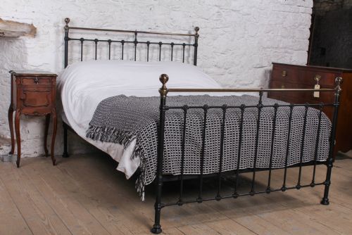 Classic Victorian Antiqued Brass and Iron King Size Bed