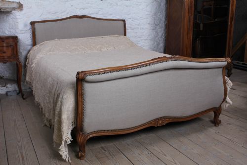 Newly Upholstered King Size French Lit Bateau Style