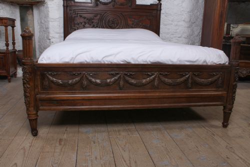 fig 1. Fabulous Renaissance style carved oak double bed with low foot board