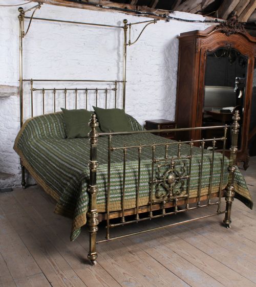 Spectacular Victorian King Size All Brass Half Tester Bed.