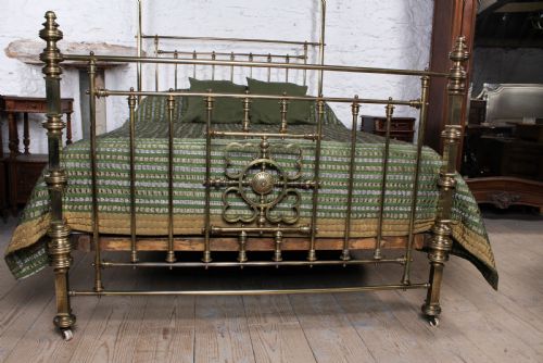 fig 1. Spectacular Victorian king size all brass half tester bed.