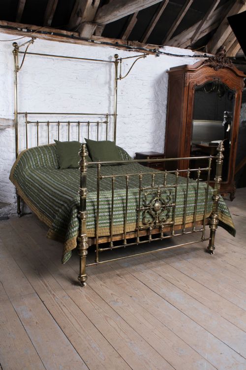 fig 3. Spectacular Victorian king size all brass half tester bed.
