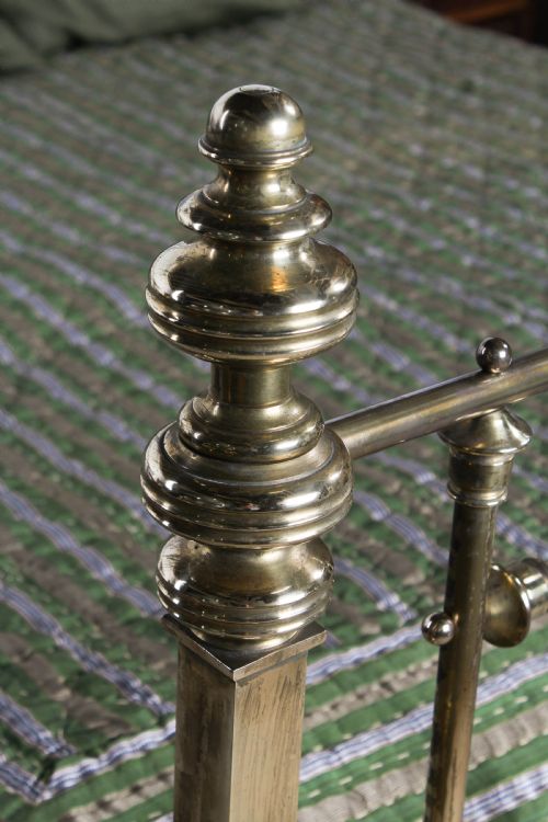 fig 4. Spectacular Victorian king size all brass half tester bed.