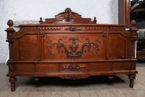 fig 1. Beautiful carved walnut Europen king size bed