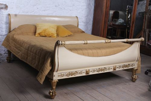 fig 3. Very rare Renaissance style sleigh bed with parcel gilt