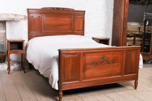 Lovely French Cherry King Size Bed with Simple Carvings