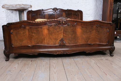 fig 1. Beautiful 2 meter wide mahogany Louis style with matching bedsides.