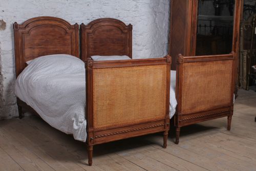 Fabulous Pair of Wooden Caned French Single Beds (Can Be Joined)
