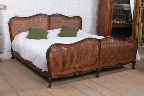 Beautiful Rare 2 Meter Wide Caned Berger Style Bed