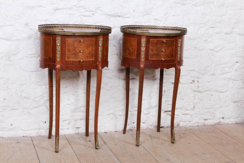 Very Nice Pair French Oval Lamp Bedsides