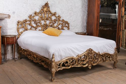 Spectacular Rococo Italian Gilded Super King Size Bed