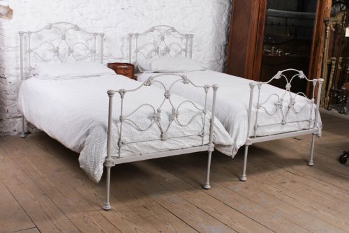 Very Rare Pretty Pair of Early Victorian Iron Single Beds (Can Be Joined)