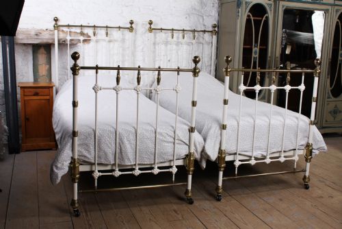 Very Special Pair of Single Brass and Iron Beds by Maple and Co (Can Be Joined)