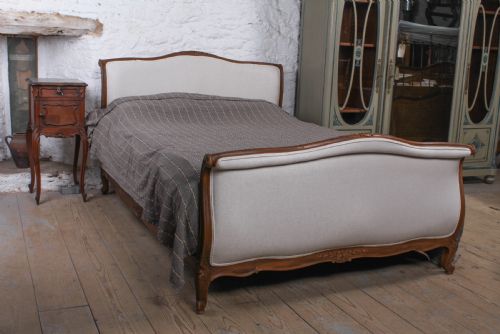 Newly Upholstered King Size French Sleigh Style Bed
