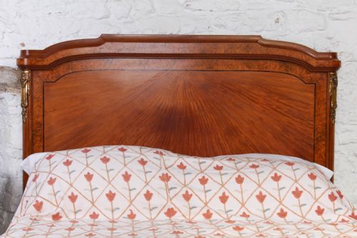 fig 1. Lovely French king size fruitwood walnut veneer king size bed