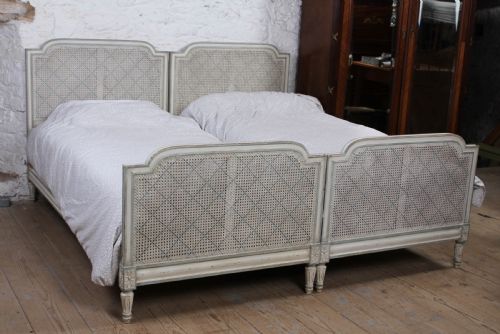 Pretty Matching Pair of French Caned Single  Beds