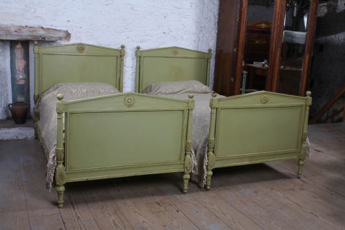Lovely Pair of French Single Painted Super Single Beds