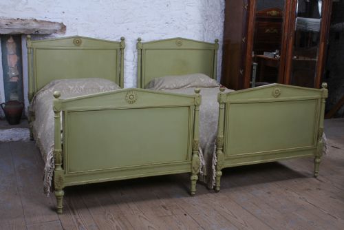 fig 1. Lovely pair of French single painted super single beds