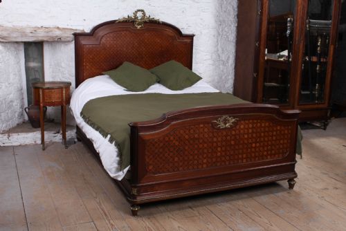 Handsome King Size Mahogany and Fruitwood Decorative Bed