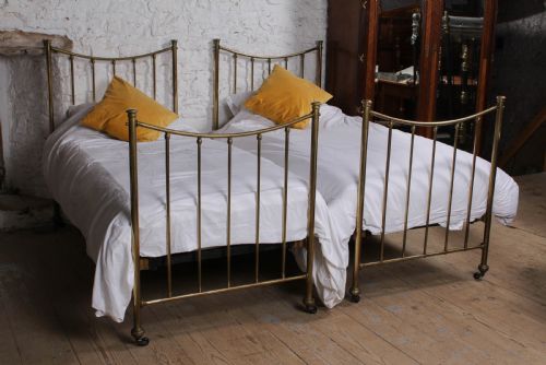 fig 1. Very nice pair of Edwardian single all brass beds