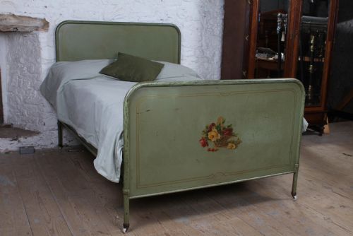 Very Lovely Rare Painted French Iron Double Bed