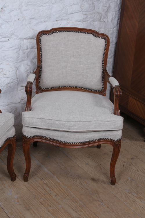 fig 1. Pretty pair of newly upholstered French salon chairs