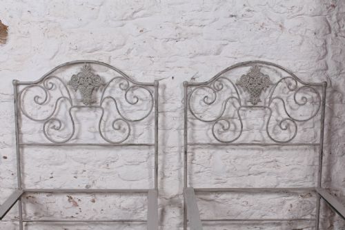 fig 1. Pretty pair of small single forged iron beds (can be joined)