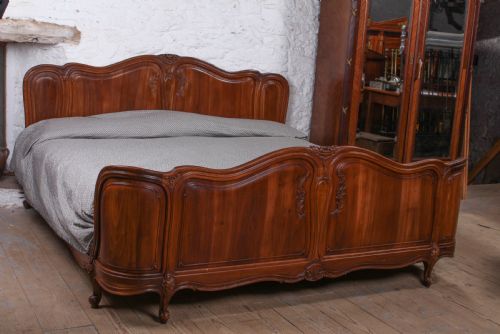 Big Two Meter Wide Solid Walnut Louis Style Bed