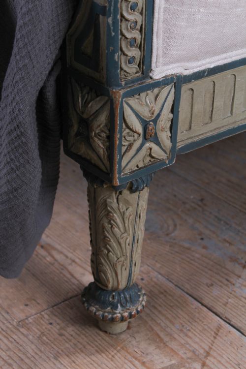 fig 3. Attractive French upholstered king size bed with carved frame