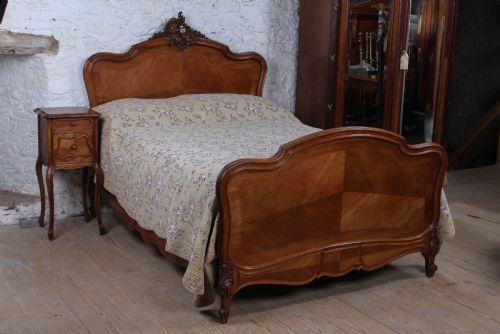Lovely French  Walnut Louis Xv Style Double Bed