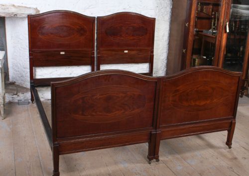fig 1. Pair of Edwardian mahogany single beds by Heals (can be joined) 