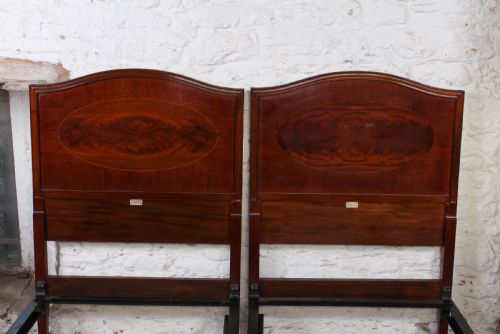 fig 2. Pair of Edwardian mahogany single beds by Heals (can be joined) 