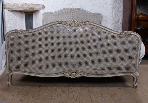 fig 1. Lovely Louis XV style French painted caned king size bed