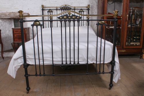 fig 1. Fabulous Art Noveau style double bed with all original brass