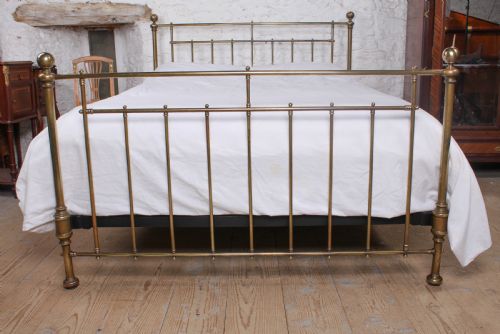 fig 1. Original naturally aged simple classic Victorian all brass king size bed