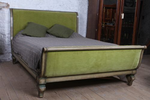 Fabulous Early French Upholstered King Size Sleigh Bed