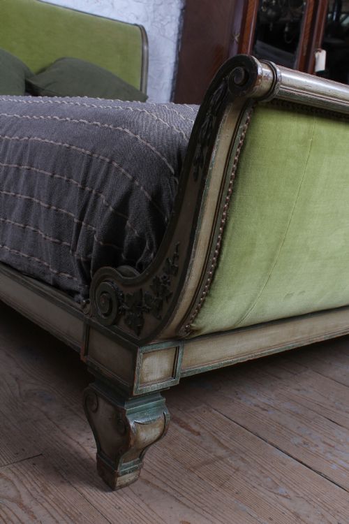 fig 2. Fabulous early French upholstered king size sleigh bed