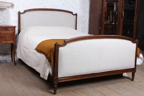 Handsome French Simple Empire Newly Upholstered King Size Bed