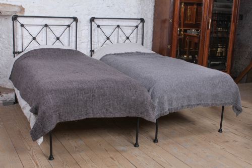 Lovely Hand Finished Pair of Single Iron No End Beds (Can Be Joined)