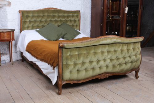 Original French Upholstered  Lit Bateau Style Double Bed