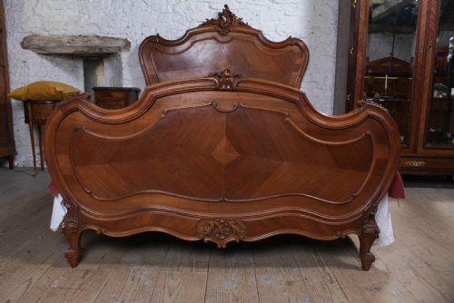 fig 1. Lovely quarter veneer Louis XV Style double bed