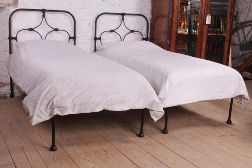 Lovely Hand Finished Pair of Iron Single No End Beds (Can Be Joined)