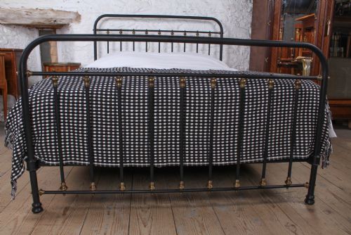 fig 1. Handsome black all iron and brass French king size bed