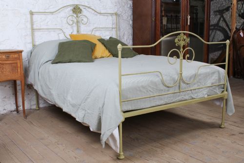 Lovely Portuguese Forged Iron Double Bed in Fashionable Green