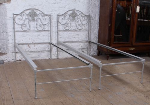 Pretty Pair of Forged Iron Small Single Beds (Can Be Joined)