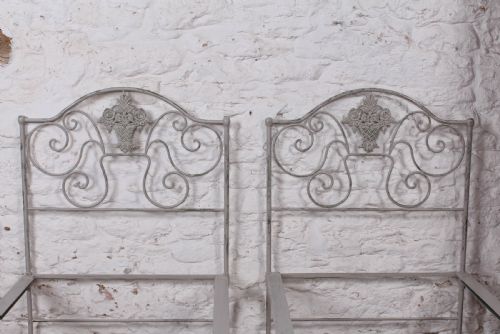 fig 1. Pretty pair of forged iron small single beds (can be joined)