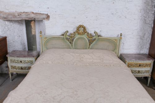 fig 1. Impressive King size Caned Louis XVI style king size bed and matching bedsides