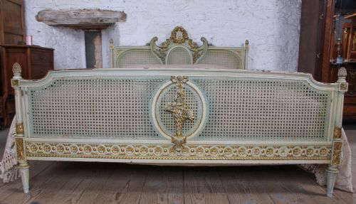 fig 4. Impressive King size Caned Louis XVI style king size bed and matching bedsides